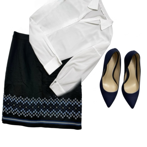 Ann Taylor LOFT Women’s Black Embroidered A Line Skirt Classic Professional Sz S - Picture 12 of 12